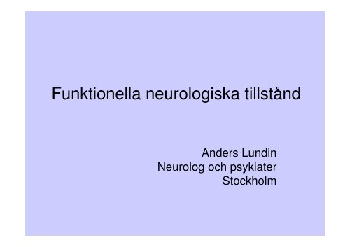 Funktionella neurologiska tillstånd