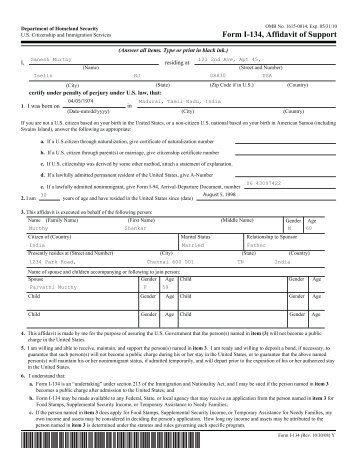 Sample Form I-134, Affidavit of Support. - Immihelp