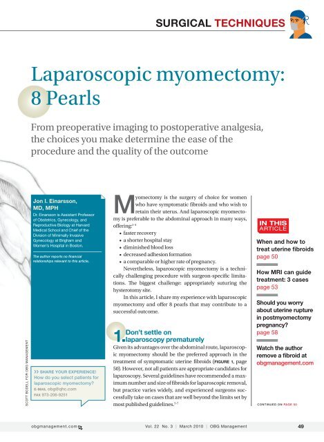 Laparoscopic Myomectomy - Brigham and Women's Hospital