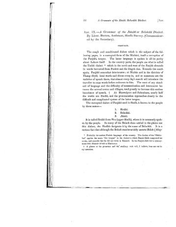 A Grammar of the Jataki or Belohcki Dialect