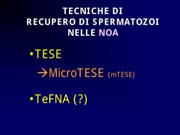 Tecniche di recupero di spermatozoi nelle NOA