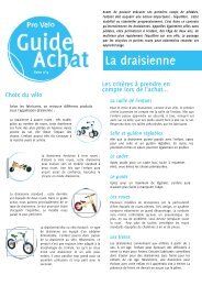 Fiche du guide d'achat: La draisienne - Pro Velo