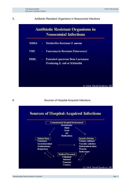 Nosocomial or Iatrogenic Infections - Tufts OpenCourseWare - Tufts ...