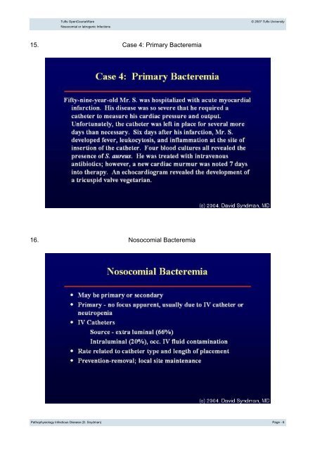 Nosocomial or Iatrogenic Infections - Tufts OpenCourseWare - Tufts ...