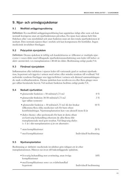 MEDICINSK INVALIDITET -sjukdomar 2013 - Svensk Försäkring