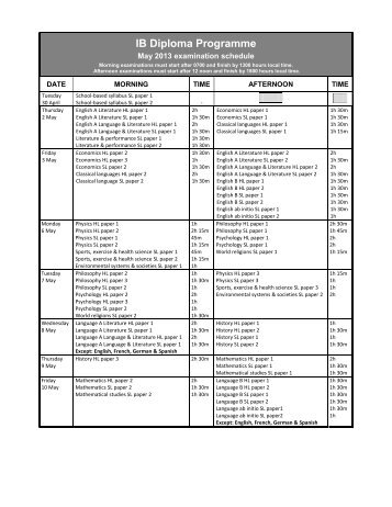 IB Exam Schedule May 2013 (PDF) - IBChem