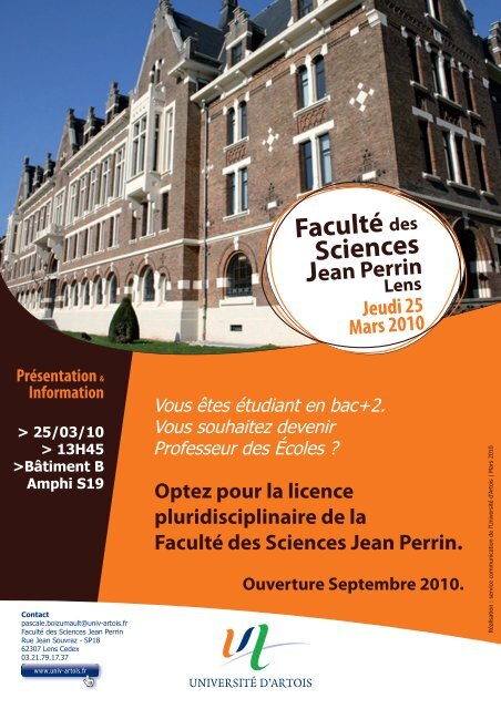 Optez pour la licence pluridisciplinaire de la ... - Université d'Artois
