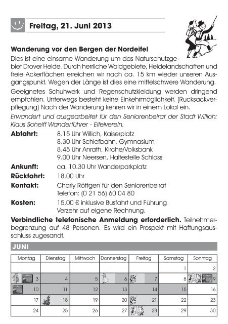 Veranstaltungskalender 1. Halbjahr 2013 - Stadt Willich