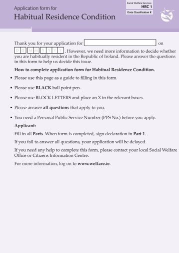Child Benefit Form Hrc1 HRC1 form - Welfare.ie