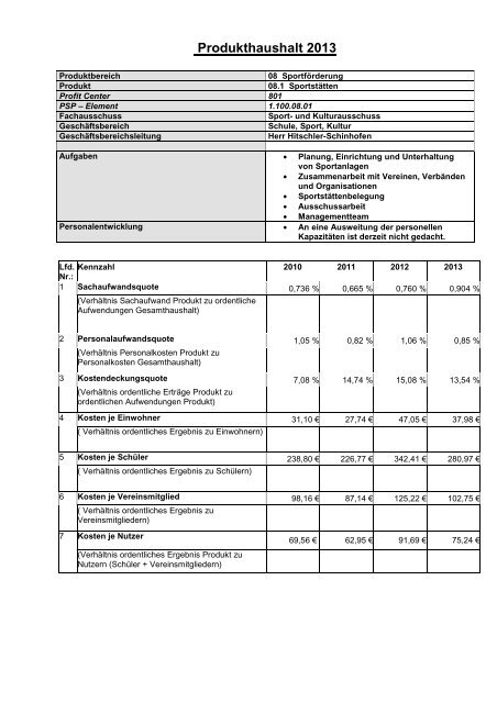 Haushaltsplan 2013 (3.86328125 MB ) - Stadt Willich