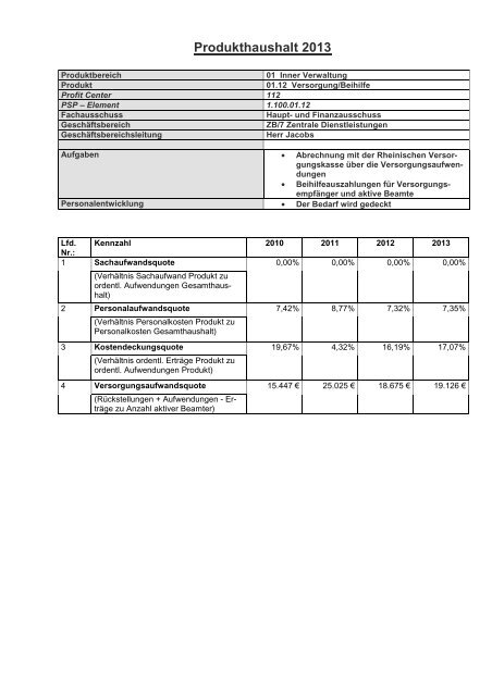 Haushaltsplan 2013 (3.86328125 MB ) - Stadt Willich