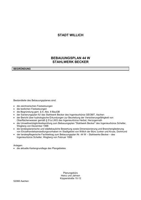 nicht barrierefrei:Begründung (107 KB), PDF-Datei - Stadt Willich