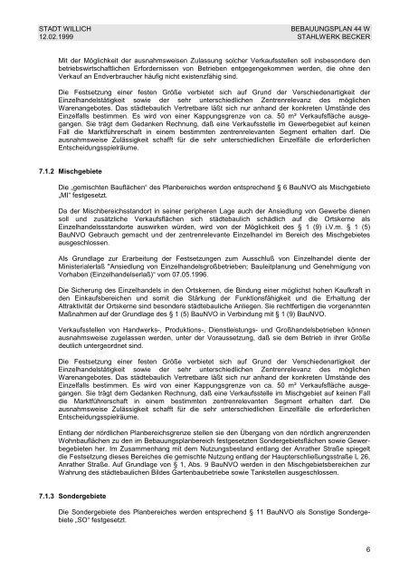 nicht barrierefrei:Begründung (107 KB), PDF-Datei - Stadt Willich