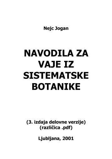 NAVODILA ZA VAJE IZ SISTEMATSKE BOTANIKE - Biologija.org