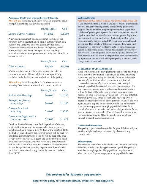 Aflac Accident Payout Chart