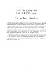 Math 370, Spring 2008 Prof. A.J. Hildebrand Practice Test 1 Solutions