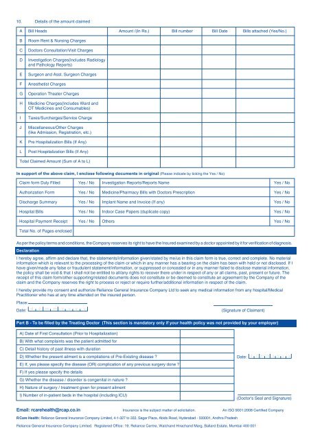 Download Claim Form - Reliance General Insurance