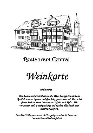 Restaurant Central Weinkarte