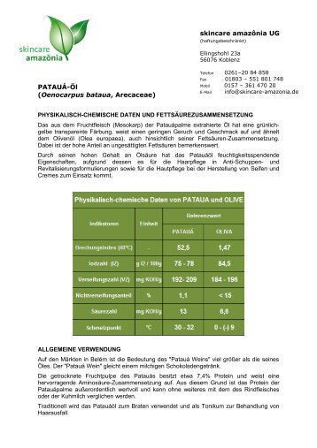 PATAUÁ-Öl (Oenocarpus bataua, Arecaceae) skincare amazônia UG