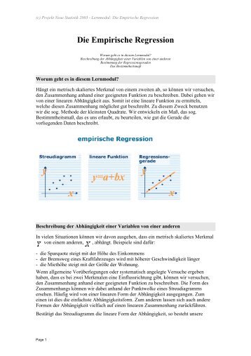 Die Empirische Regression - Neue Statistik