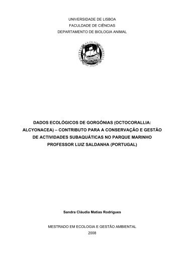 DADOS ECOLÓGICOS DE GORGÓNIAS (OCTOCORALLIA ... - CPAS