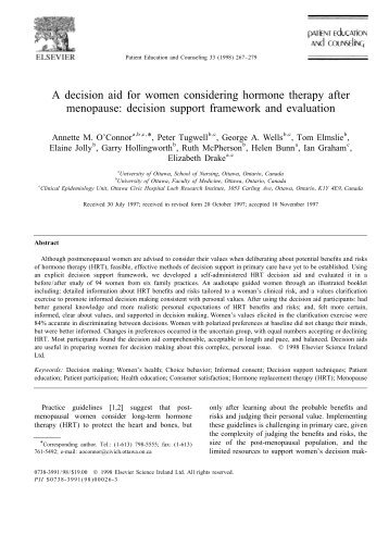 A decision aid for women considering hormone therapy after ...