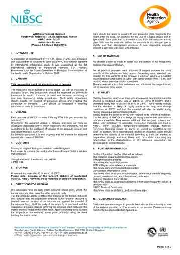 Parathyroid Hormone 1-34, Recombinant, Human - NIBSC