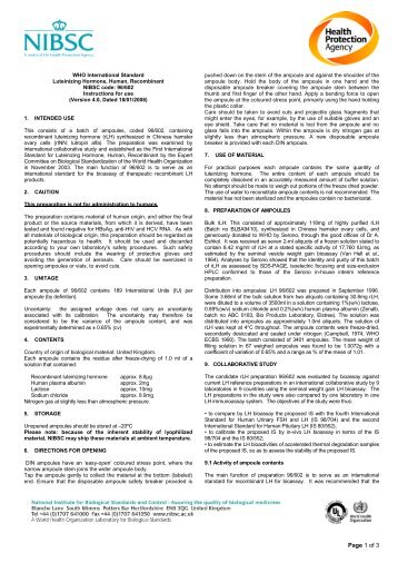 Luteinizing Hormone, Human, Recombinant - NIBSC