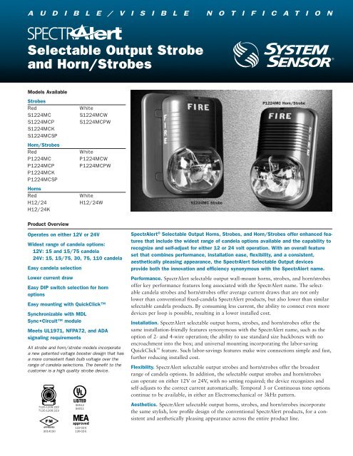 Selectable Output Strobe and Horn/Strobes - System Sensor