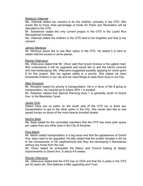 General Obligation Bond Committee Meeting 3-10-09 - City of Surprise