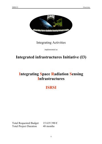 Integrating Space Radiation Sensing Infrastructures ISRSI