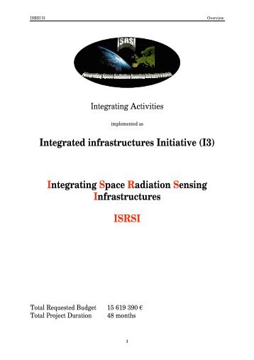 Integrating Space Radiation Sensing Infrastructures ISRSI