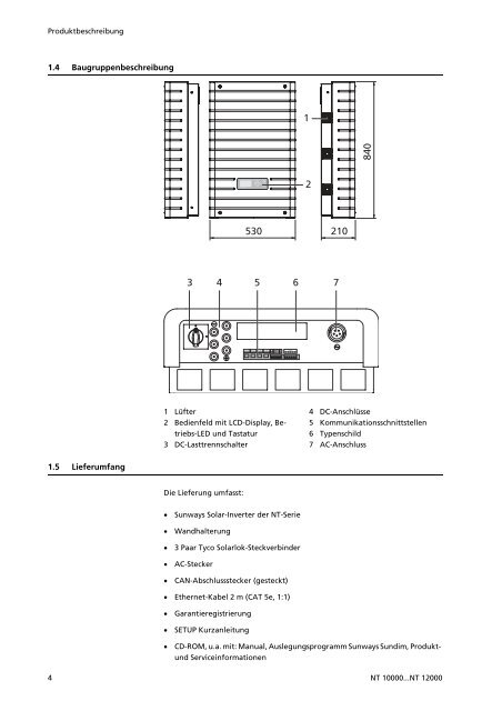 Manuals Sunways Solar-Inverter NT 10000...NT 12000 deutsch