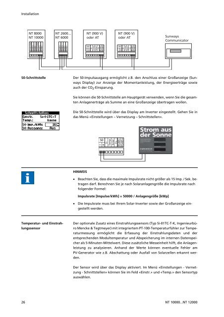 Manuals Sunways Solar-Inverter NT 10000...NT 12000 deutsch