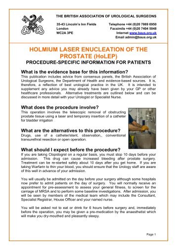 HOLMIUM LASER ENUCLEATION OF THE PROSTATE (HoLEP)