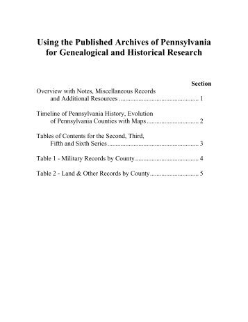 Using the Published Archives of Pennsylvania - Akron-Summit ...