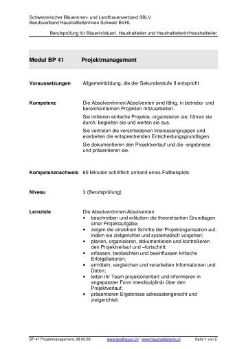 Bp41-Projektmanagement, 08.05.09 - Haushaltleiterin