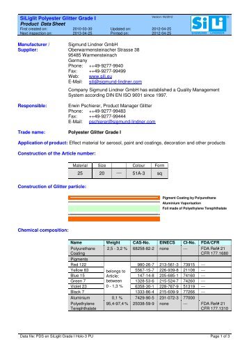 PDS en SiLiglit Grade I Holo-3 PU - Sigmund Lindner GmbH