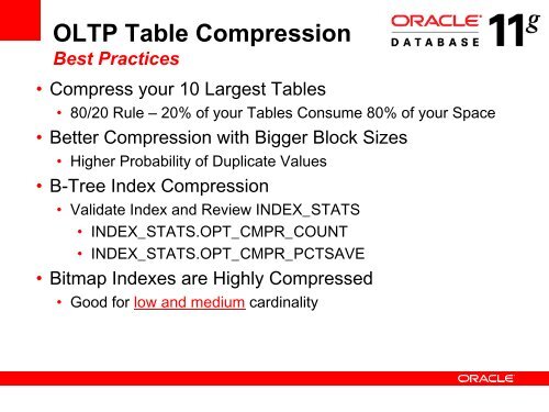 Throw Away Half of Your Disks and Run Your Database ... - Oracle