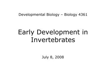 8. Early Development in Invertebrates