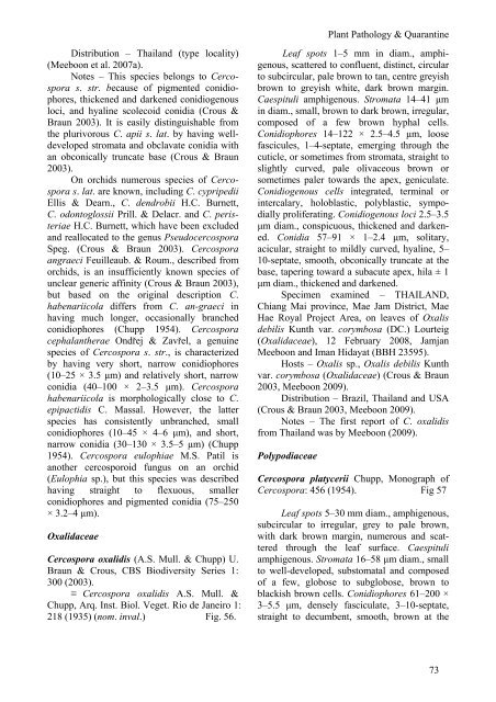 Genus Cercospora in Thailand: Taxonomy and Phylogeny (with a ...