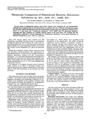 Phenotypic Comparison of Halotolerant Bacteria - International ...