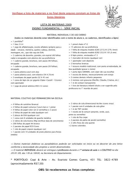 OBS: Só receberemos as listas completas OBS: Só receberemos as listas completas