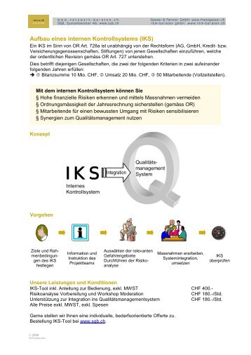 Aufbau eines internen Kontrollsystems (IKS) - bei rkm-beraten GmbH