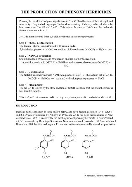 The Production of Phenoxy Herbicides