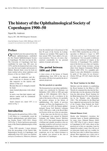 The history of the Ophthalmological Society of Copenhagen 1900±50