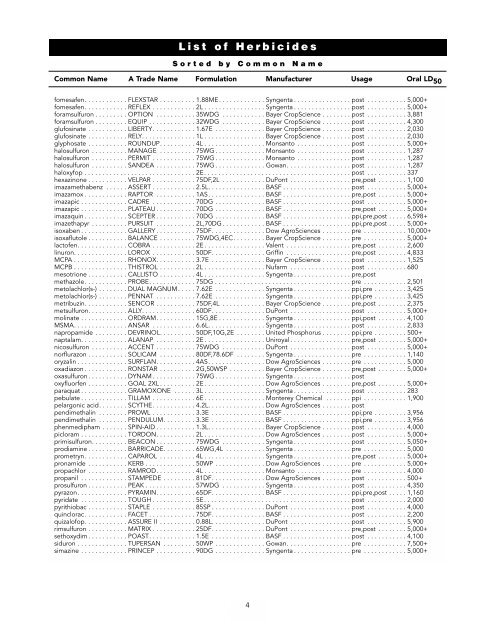 Guide to Tolerance of Crops and Susceptibility of Weeds to Herbicides