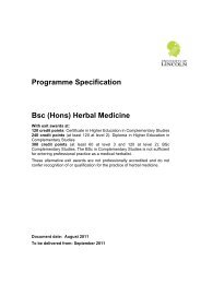 Programme Specification Bsc (Hons) Herbal Medicine