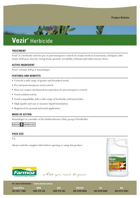 Vezir® Herbicide - Farmoz