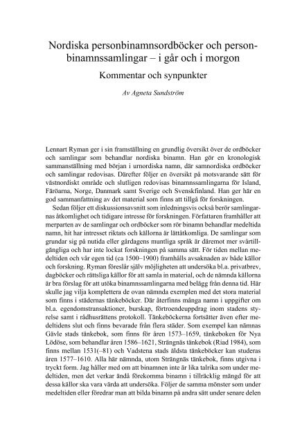 NORNA-RAPPORTER 88 Binamn. Uppkomst, bildning, terminologi ...